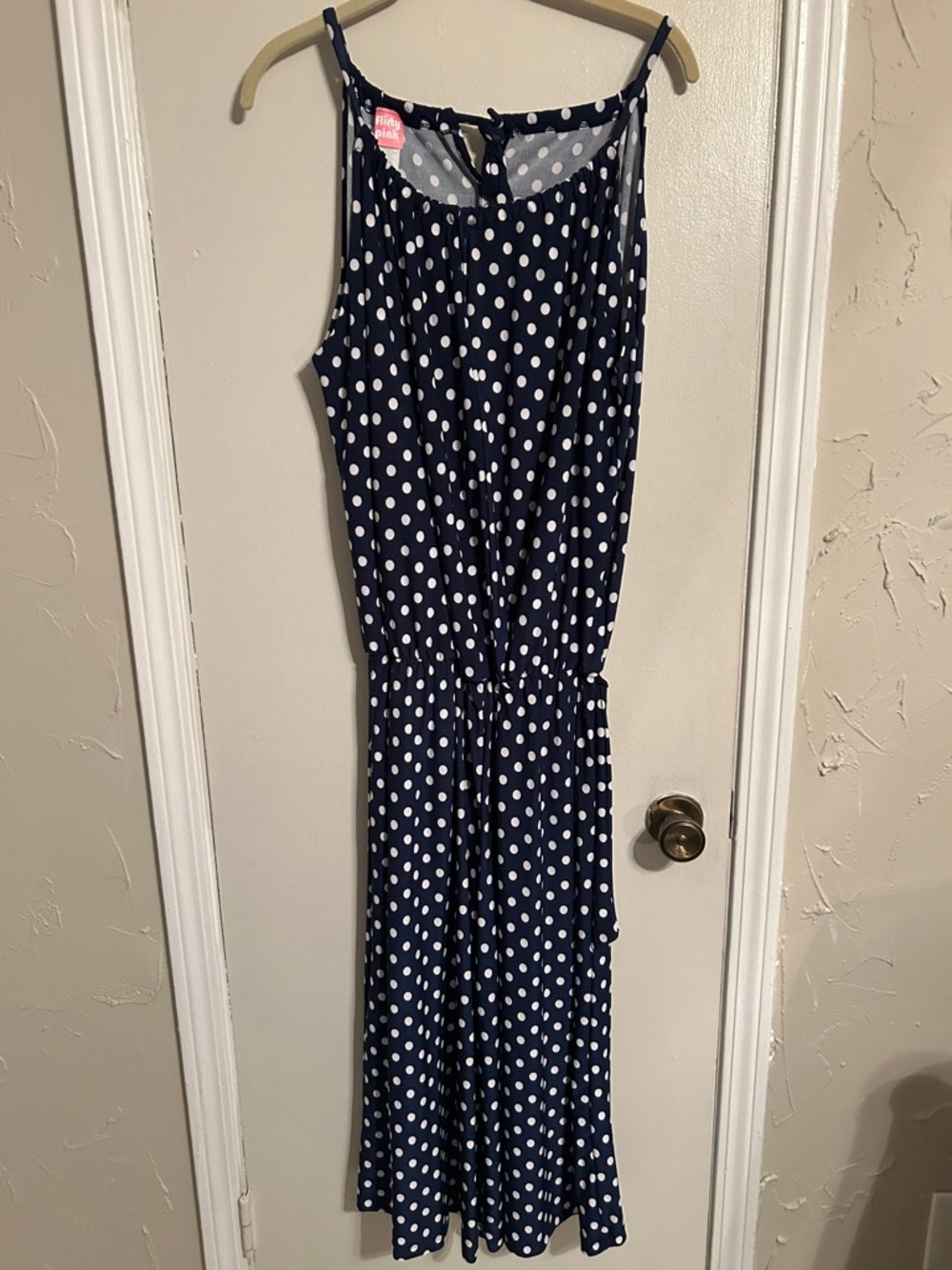 Polka Dot Navy Sleeveless Dress - Classic Summer Style